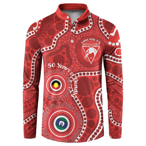 Sydney Swans NAIDOC Week 2026 Personalised Button Sweatshirt 50 Years of Deadly Aboriginal Art