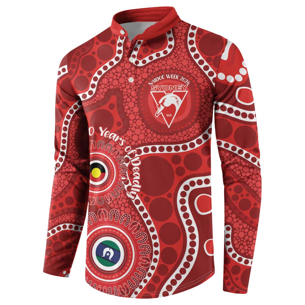 Sydney Swans NAIDOC Week 2026 Personalised Button Sweatshirt 50 Years of Deadly Aboriginal Art