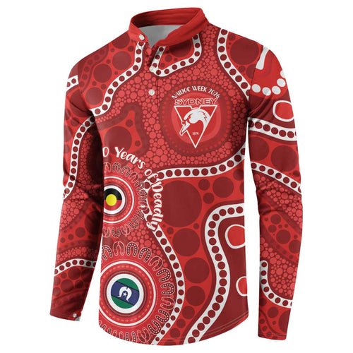 Sydney Swans NAIDOC Week 2026 Personalised Button Sweatshirt 50 Years of Deadly Aboriginal Art