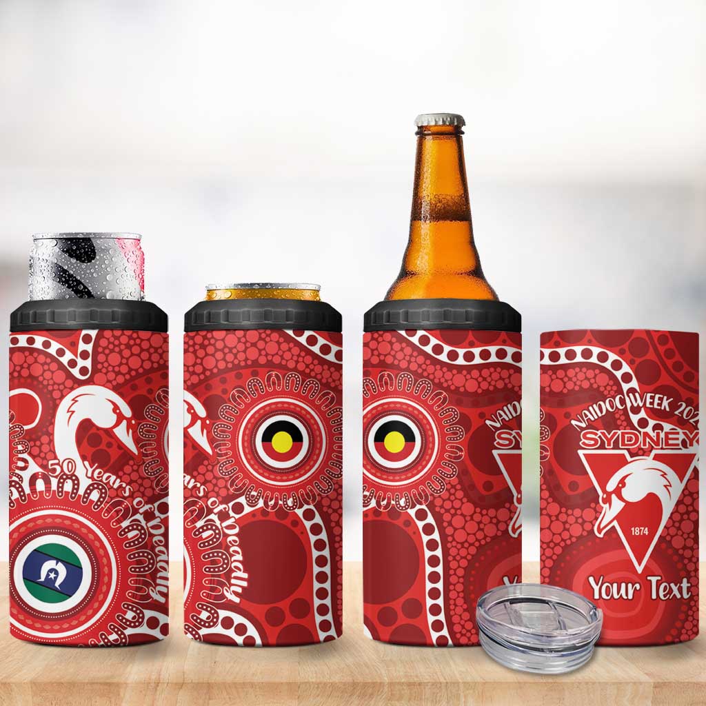 Sydney Swans NAIDOC Week 2026 Personalised 4 in 1 Can Cooler Tumbler 50 Years of Deadly Aboriginal Art