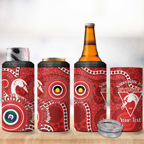 Sydney Swans NAIDOC Week 2026 Personalised 4 in 1 Can Cooler Tumbler 50 Years of Deadly Aboriginal Art