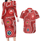 Sydney Swans NAIDOC Week 2026 Personalised Couples Matching Long Sleeve Bodycon Dress and Hawaiian Shirt 50 Years of Deadly Aboriginal Art