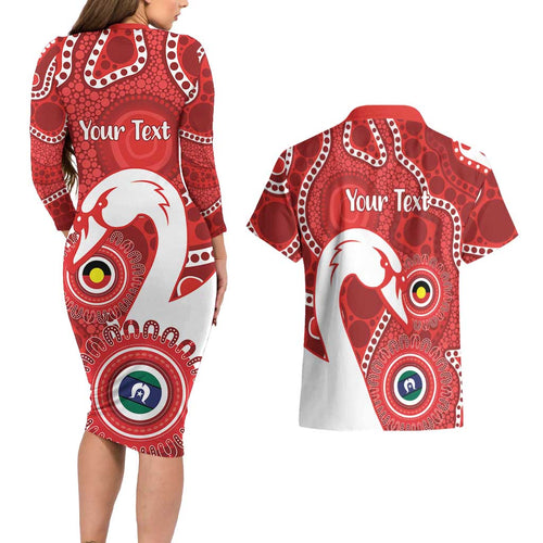 Sydney Swans NAIDOC Week 2026 Personalised Couples Matching Long Sleeve Bodycon Dress and Hawaiian Shirt 50 Years of Deadly Aboriginal Art