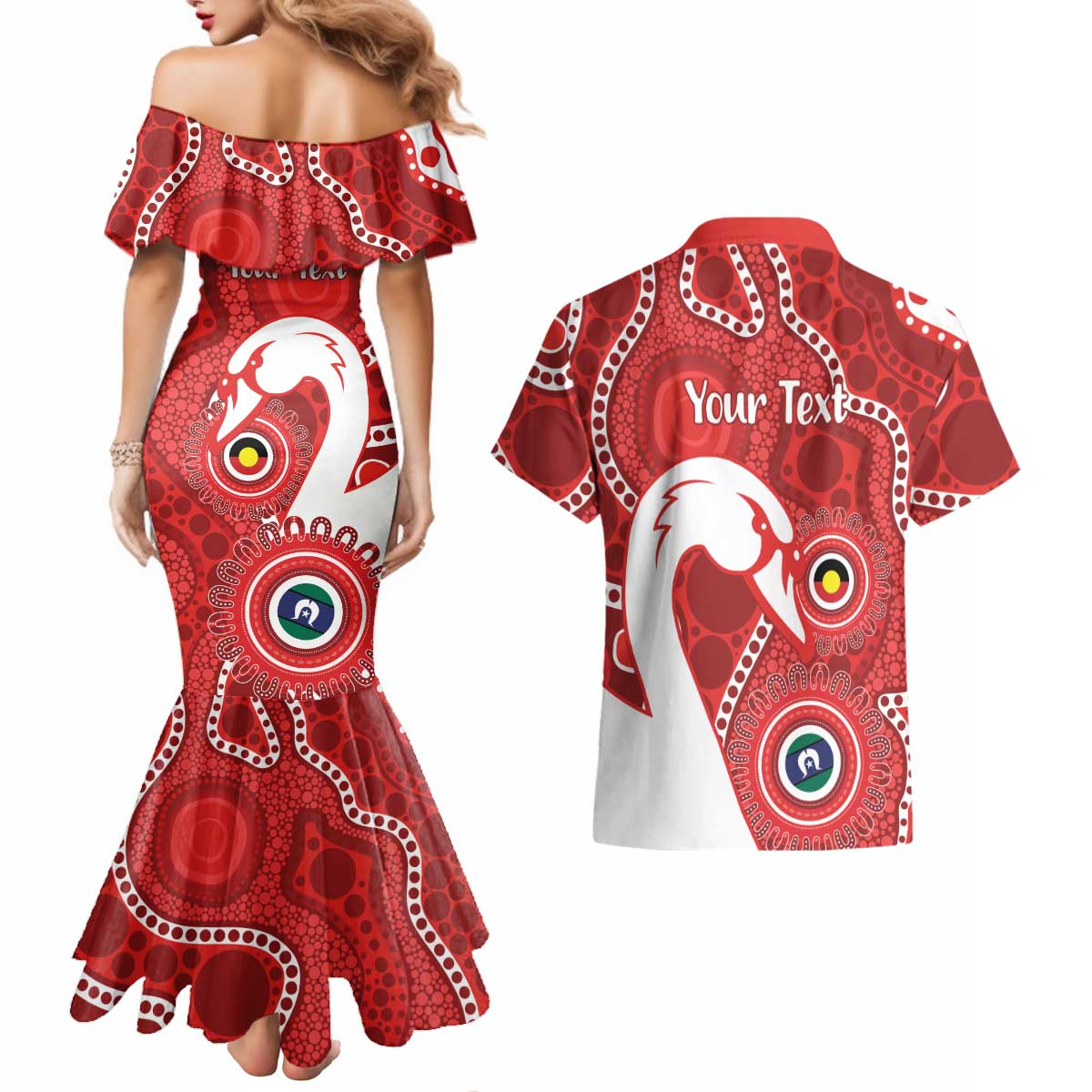 Sydney Swans NAIDOC Week 2026 Personalised Couples Matching Mermaid Dress and Hawaiian Shirt 50 Years of Deadly Aboriginal Art