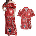 Sydney Swans NAIDOC Week 2026 Personalised Couples Matching Off Shoulder Maxi Dress and Hawaiian Shirt 50 Years of Deadly Aboriginal Art