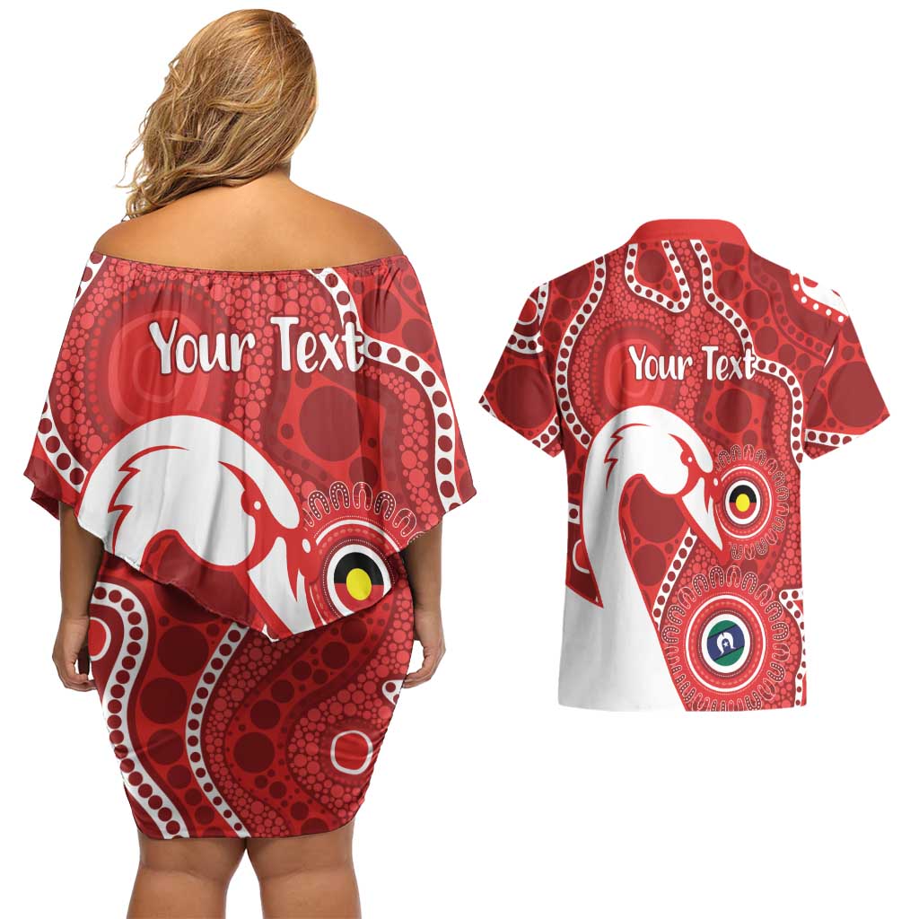 Sydney Swans NAIDOC Week 2026 Personalised Couples Matching Off Shoulder Short Dress and Hawaiian Shirt 50 Years of Deadly Aboriginal Art