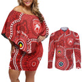 Sydney Swans NAIDOC Week 2026 Personalised Couples Matching Off Shoulder Short Dress and Long Sleeve Button Shirt 50 Years of Deadly Aboriginal Art