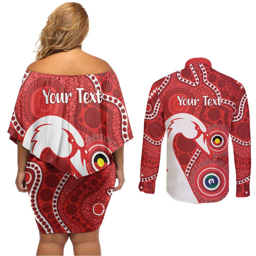 Sydney Swans NAIDOC Week 2026 Personalised Couples Matching Off Shoulder Short Dress and Long Sleeve Button Shirt 50 Years of Deadly Aboriginal Art