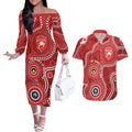 Sydney Swans NAIDOC Week 2026 Personalised Couples Matching Off The Shoulder Long Sleeve Dress and Hawaiian Shirt 50 Years of Deadly Aboriginal Art