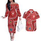 Sydney Swans NAIDOC Week 2026 Personalised Couples Matching Off The Shoulder Long Sleeve Dress and Hawaiian Shirt 50 Years of Deadly Aboriginal Art
