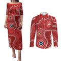 Sydney Swans NAIDOC Week 2026 Personalised Couples Matching Puletasi and Long Sleeve Button Shirt 50 Years of Deadly Aboriginal Art