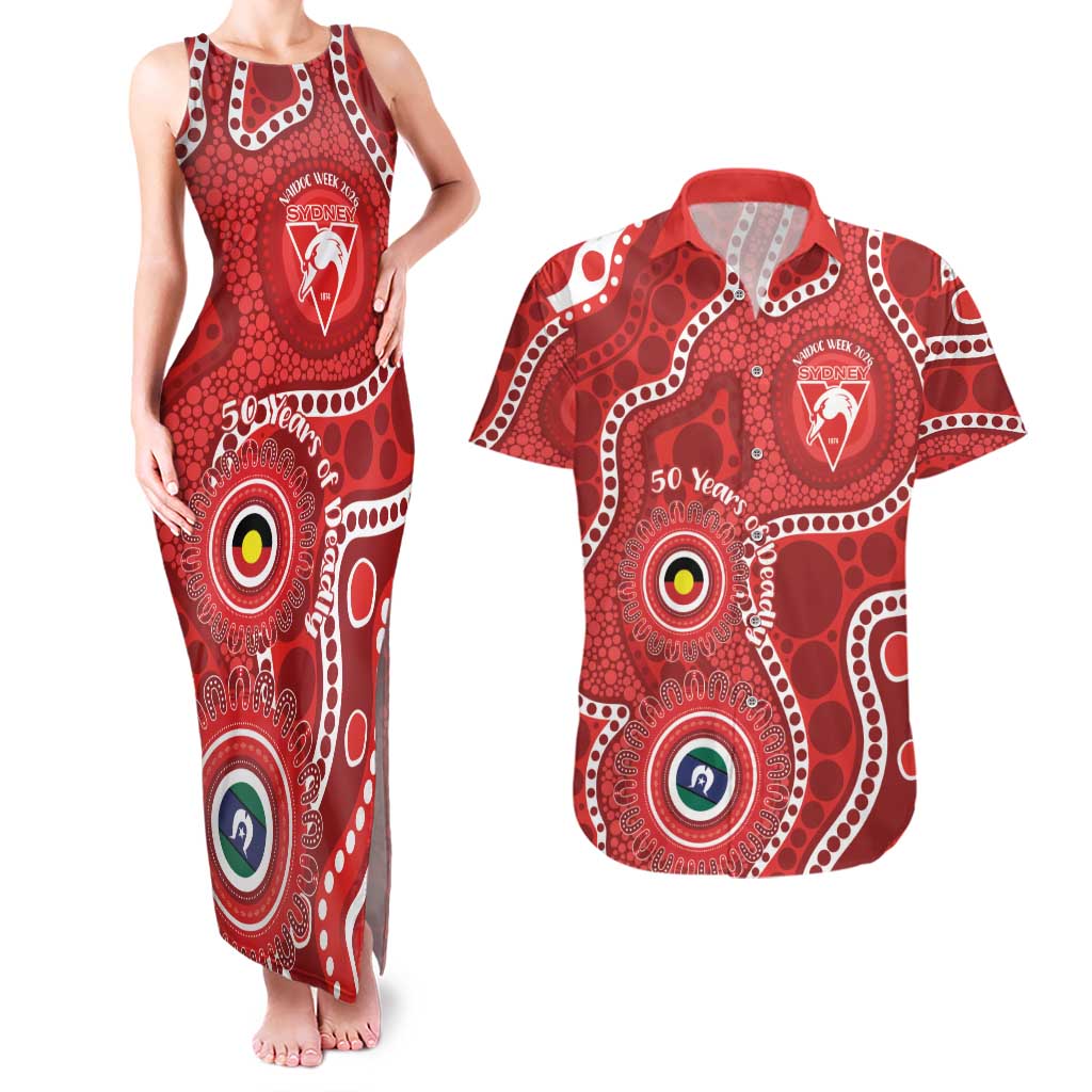 Sydney Swans NAIDOC Week 2026 Personalised Couples Matching Tank Maxi Dress and Hawaiian Shirt 50 Years of Deadly Aboriginal Art