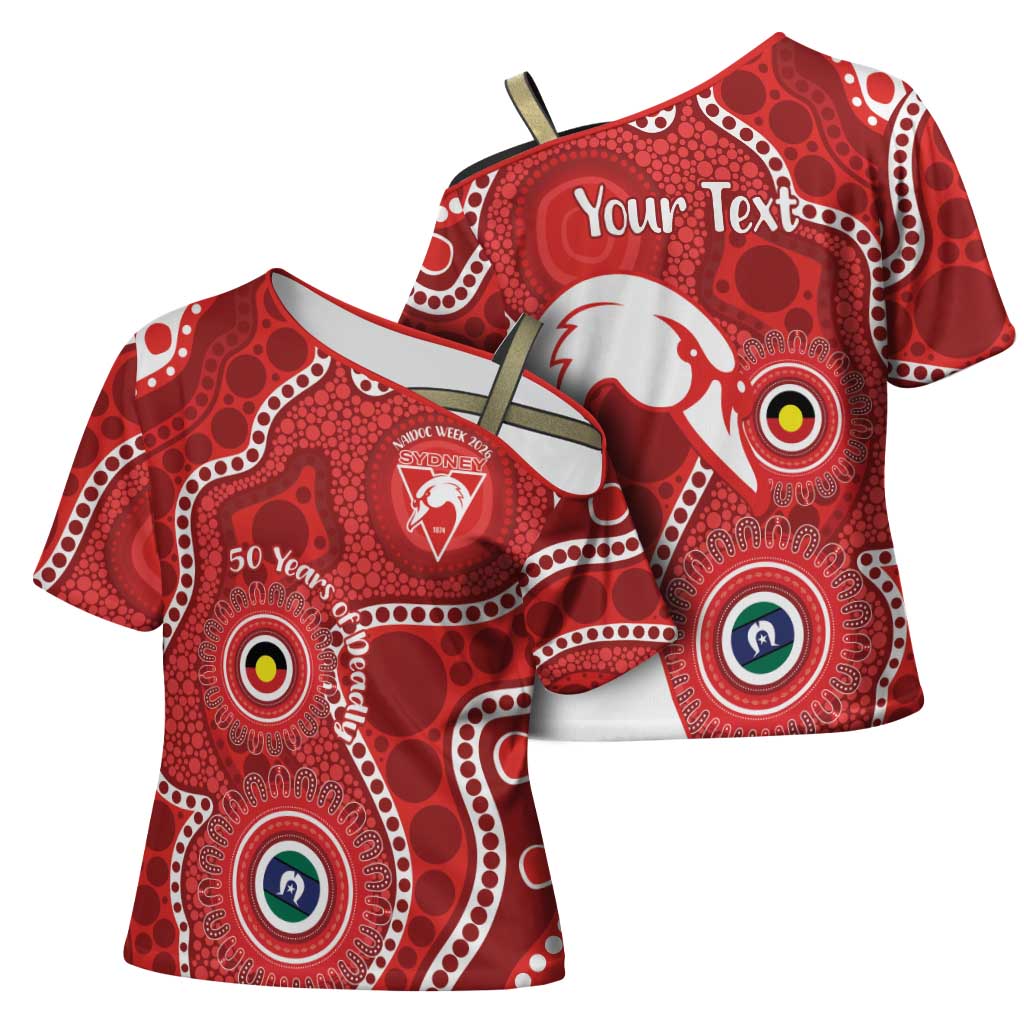 Sydney Swans NAIDOC Week 2026 Personalised Cross Shoulder Shirt 50 Years of Deadly Aboriginal Art