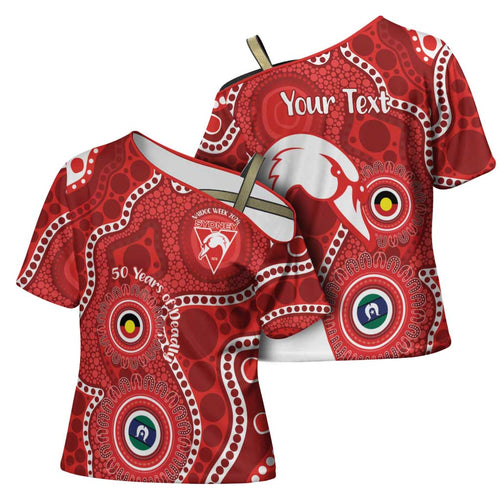 Sydney Swans NAIDOC Week 2026 Personalised Cross Shoulder Shirt 50 Years of Deadly Aboriginal Art