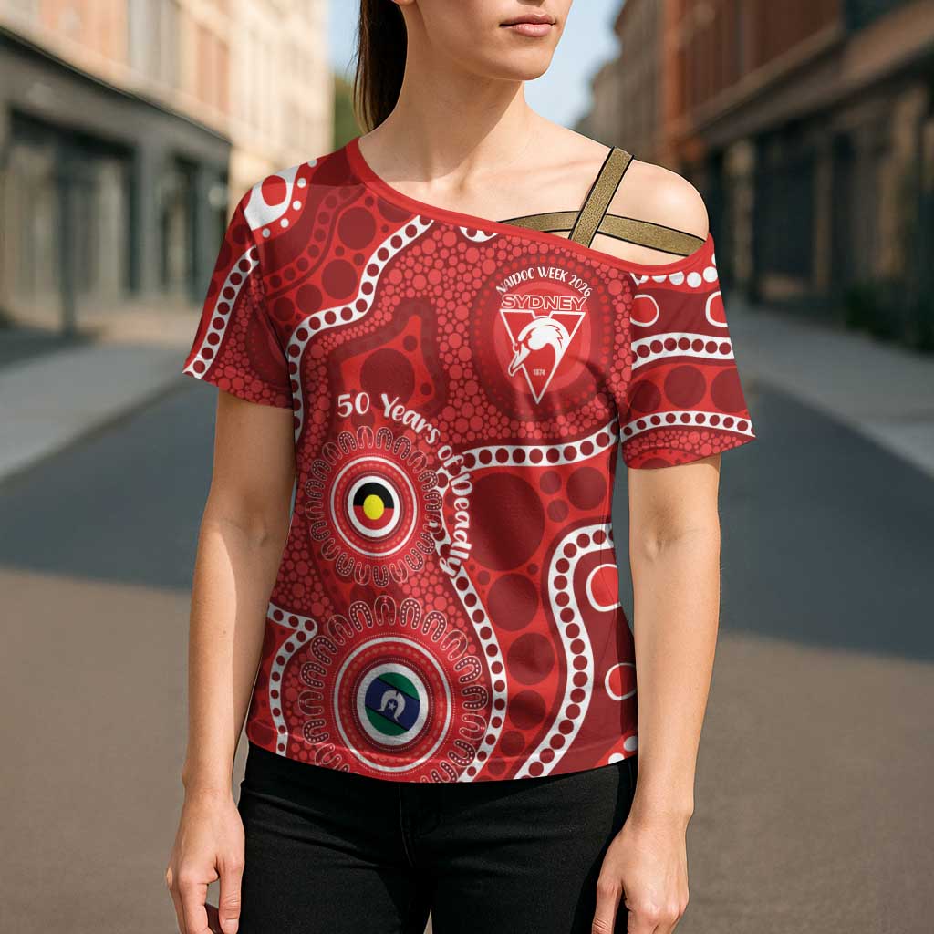 Sydney Swans NAIDOC Week 2026 Personalised Cross Shoulder Shirt 50 Years of Deadly Aboriginal Art