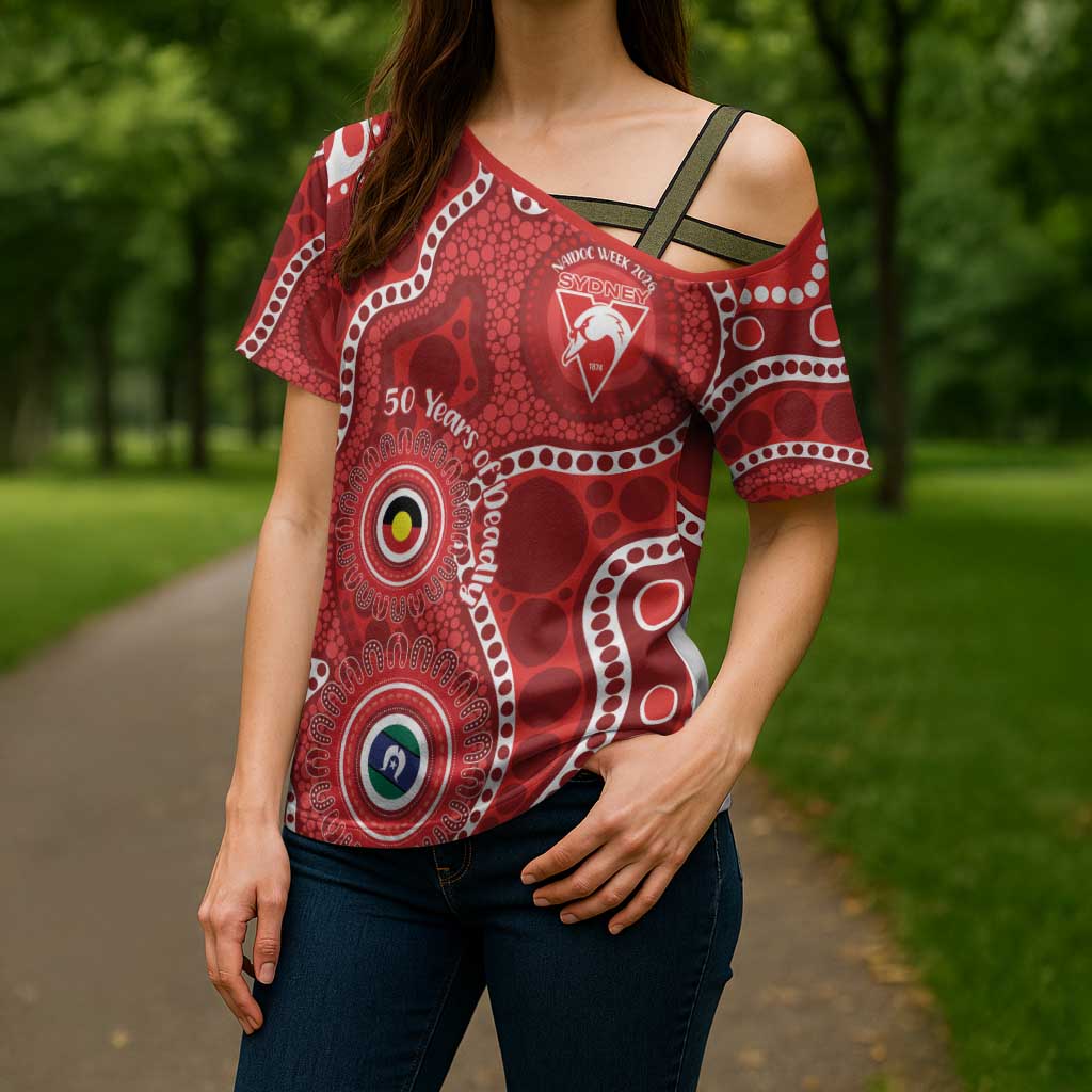 Sydney Swans NAIDOC Week 2026 Personalised Cross Shoulder Shirt 50 Years of Deadly Aboriginal Art
