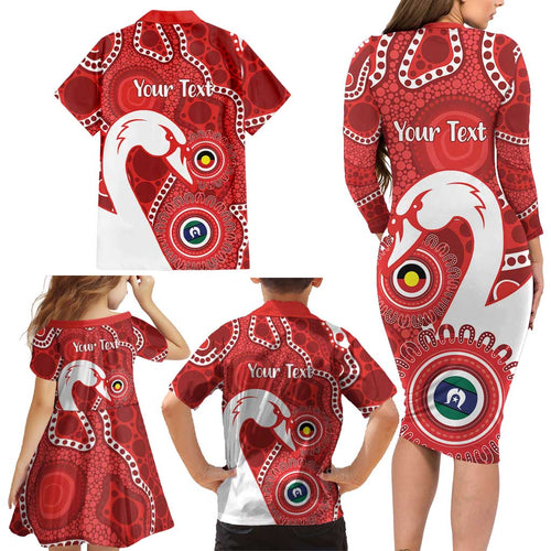 Sydney Swans NAIDOC Week 2026 Personalised Family Matching Long Sleeve Bodycon Dress and Hawaiian Shirt 50 Years of Deadly Aboriginal Art