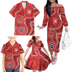 Sydney Swans NAIDOC Week 2026 Personalised Family Matching Off The Shoulder Long Sleeve Dress and Hawaiian Shirt 50 Years of Deadly Aboriginal Art