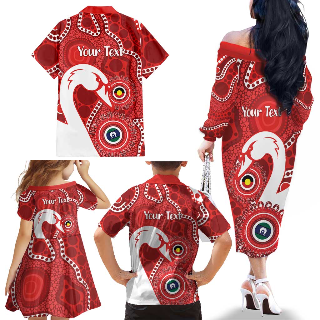 Sydney Swans NAIDOC Week 2026 Personalised Family Matching Off The Shoulder Long Sleeve Dress and Hawaiian Shirt 50 Years of Deadly Aboriginal Art