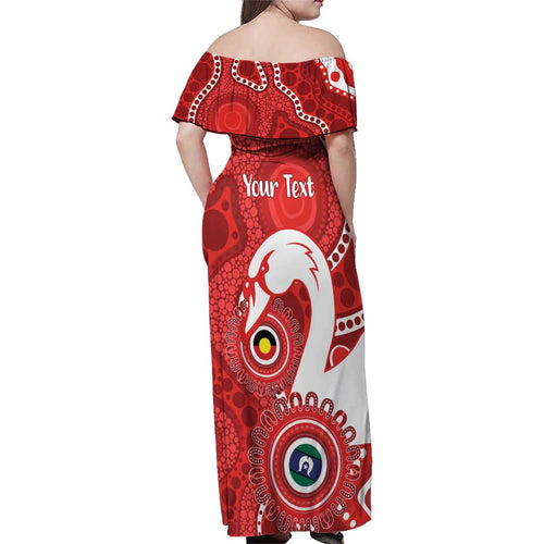 Sydney Swans NAIDOC Week 2026 Personalised Family Matching Off Shoulder Maxi Dress and Hawaiian Shirt 50 Years of Deadly Aboriginal Art