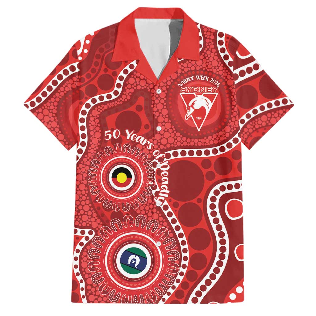 Sydney Swans NAIDOC Week 2026 Personalised Family Matching Summer Maxi Dress and Hawaiian Shirt 50 Years of Deadly Aboriginal Art