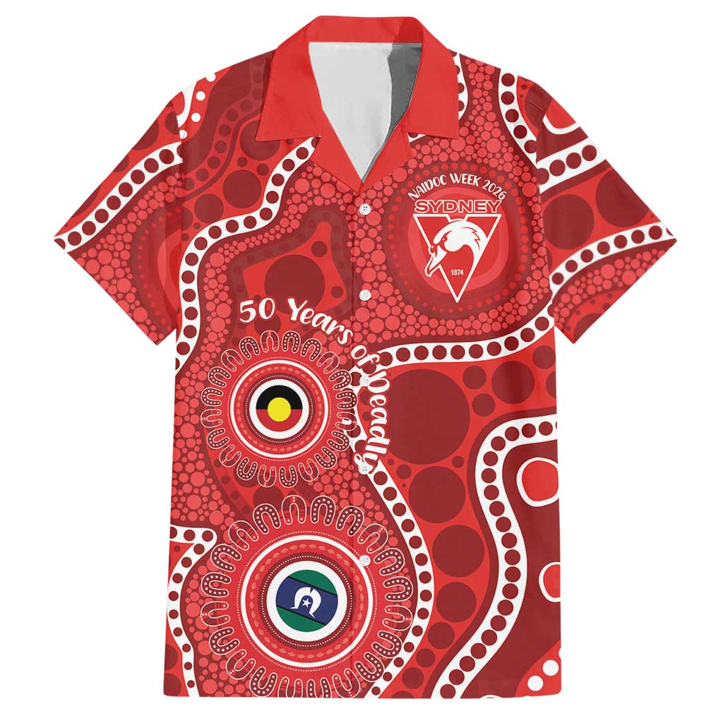 Sydney Swans NAIDOC Week 2026 Personalised Hawaiian Shirt 50 Years of Deadly Aboriginal Art