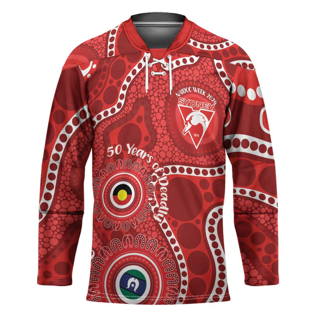 Sydney Swans NAIDOC Week 2026 Personalised Hockey Jersey 50 Years of Deadly Aboriginal Art