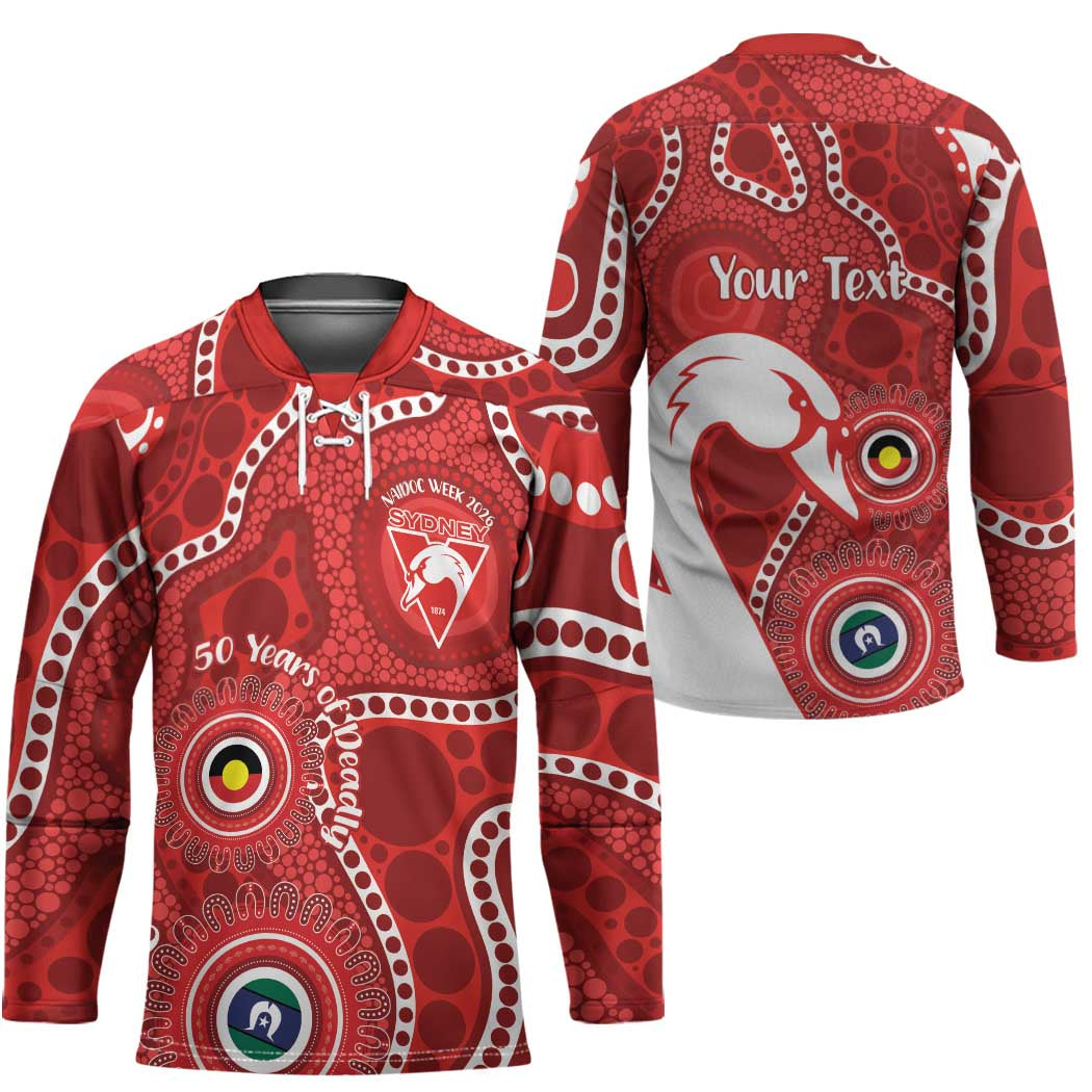 Sydney Swans NAIDOC Week 2026 Personalised Hockey Jersey 50 Years of Deadly Aboriginal Art