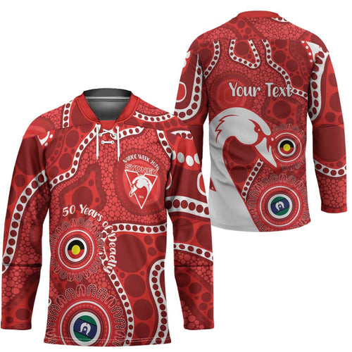 Sydney Swans NAIDOC Week 2026 Personalised Hockey Jersey 50 Years of Deadly Aboriginal Art