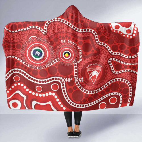Sydney Swans NAIDOC Week 2026 Personalised Hooded Blanket 50 Years of Deadly Aboriginal Art