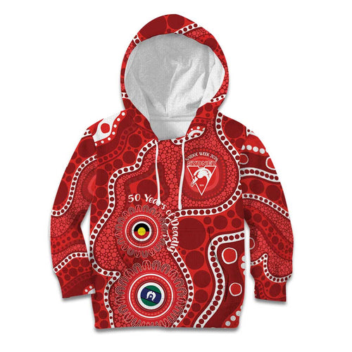 Sydney Swans NAIDOC Week 2026 Personalised Kid Hoodie 50 Years of Deadly Aboriginal Art