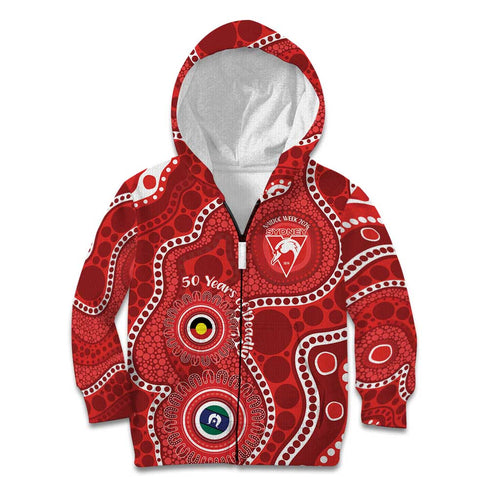 Sydney Swans NAIDOC Week 2026 Personalised Kid Hoodie 50 Years of Deadly Aboriginal Art