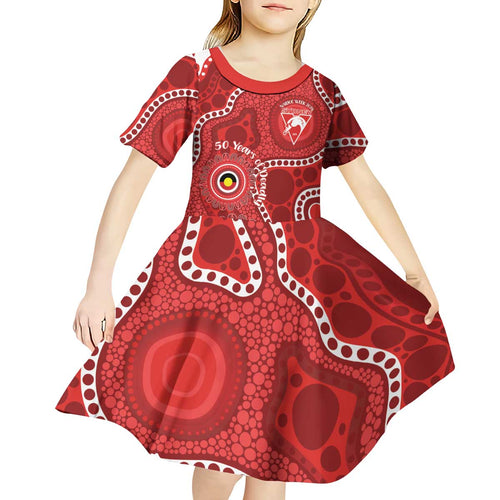 Sydney Swans NAIDOC Week 2026 Personalised Kid Short Sleeve Dress 50 Years of Deadly Aboriginal Art