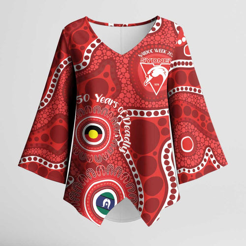 Sydney Swans NAIDOC Week 2026 Personalised Kimono Sleeve Blouse 50 Years of Deadly Aboriginal Art