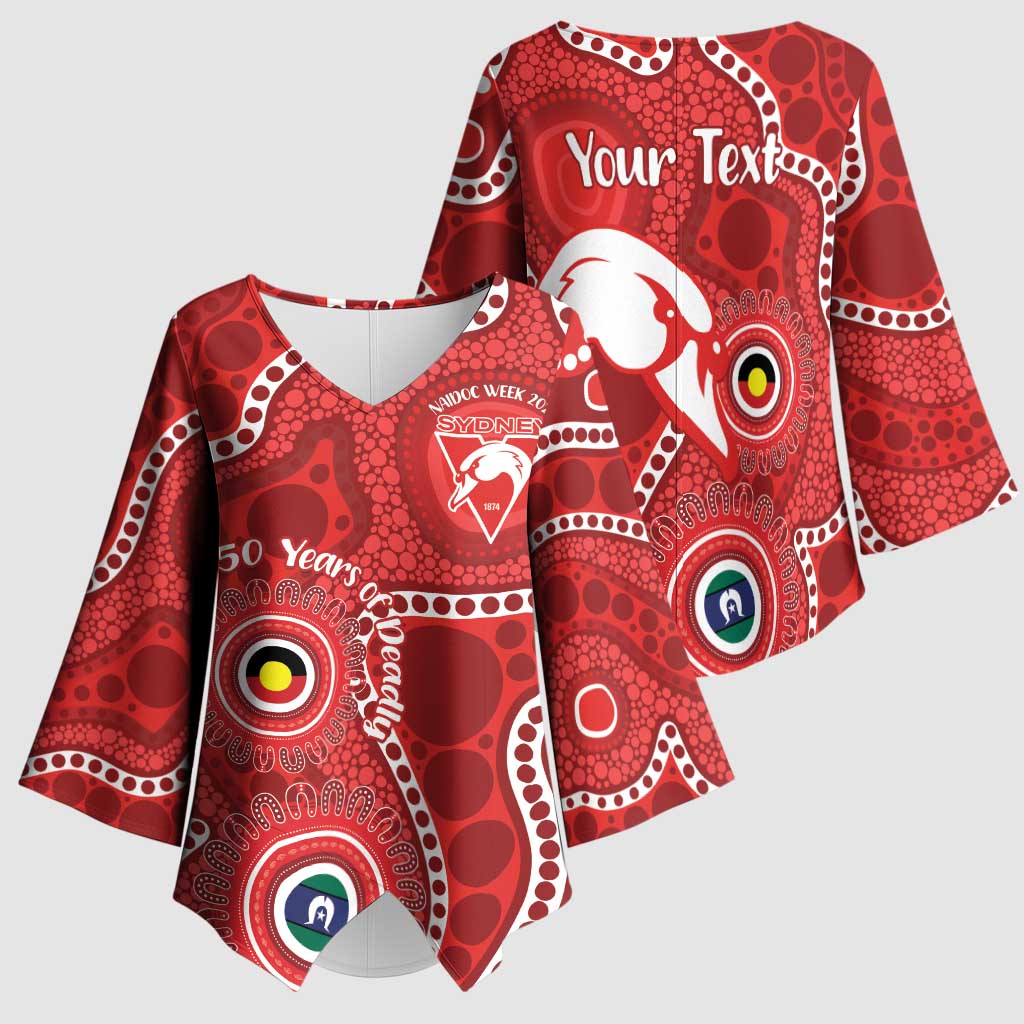 Sydney Swans NAIDOC Week 2026 Personalised Kimono Sleeve Blouse 50 Years of Deadly Aboriginal Art