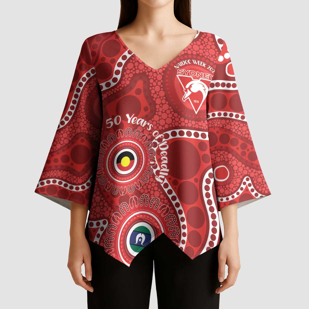 Sydney Swans NAIDOC Week 2026 Personalised Kimono Sleeve Blouse 50 Years of Deadly Aboriginal Art