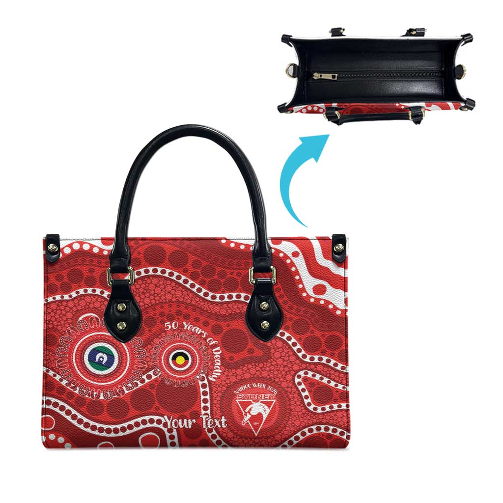 Sydney Swans NAIDOC Week 2026 Personalised Leather Bag 50 Years of Deadly Aboriginal Art