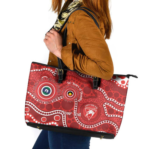 Sydney Swans NAIDOC Week 2026 Personalised Leather Tote Bag 50 Years of Deadly Aboriginal Art