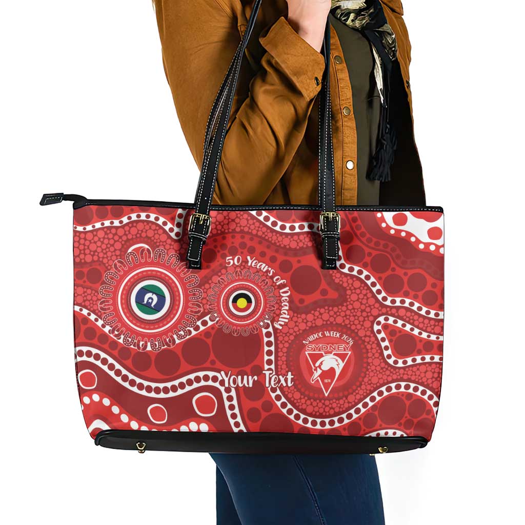 Sydney Swans NAIDOC Week 2026 Personalised Leather Tote Bag 50 Years of Deadly Aboriginal Art