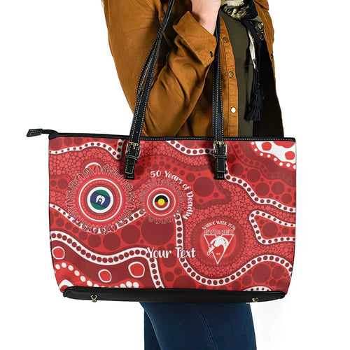 Sydney Swans NAIDOC Week 2026 Personalised Leather Tote Bag 50 Years of Deadly Aboriginal Art