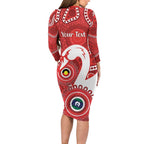 Sydney Swans NAIDOC Week 2026 Personalised Long Sleeve Bodycon Dress 50 Years of Deadly Aboriginal Art