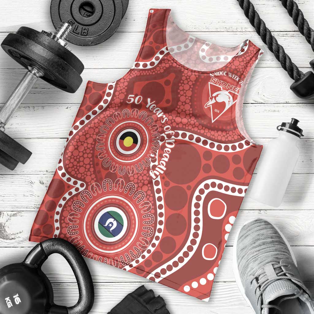 Sydney Swans NAIDOC Week 2026 Personalised Men Tank Top 50 Years of Deadly Aboriginal Art
