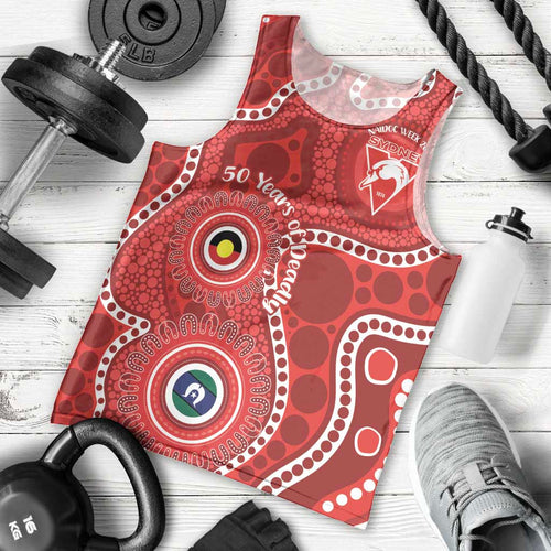 Sydney Swans NAIDOC Week 2026 Personalised Men Tank Top 50 Years of Deadly Aboriginal Art