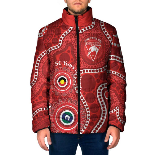 Sydney Swans NAIDOC Week 2026 Personalised Padded Jacket 50 Years of Deadly Aboriginal Art