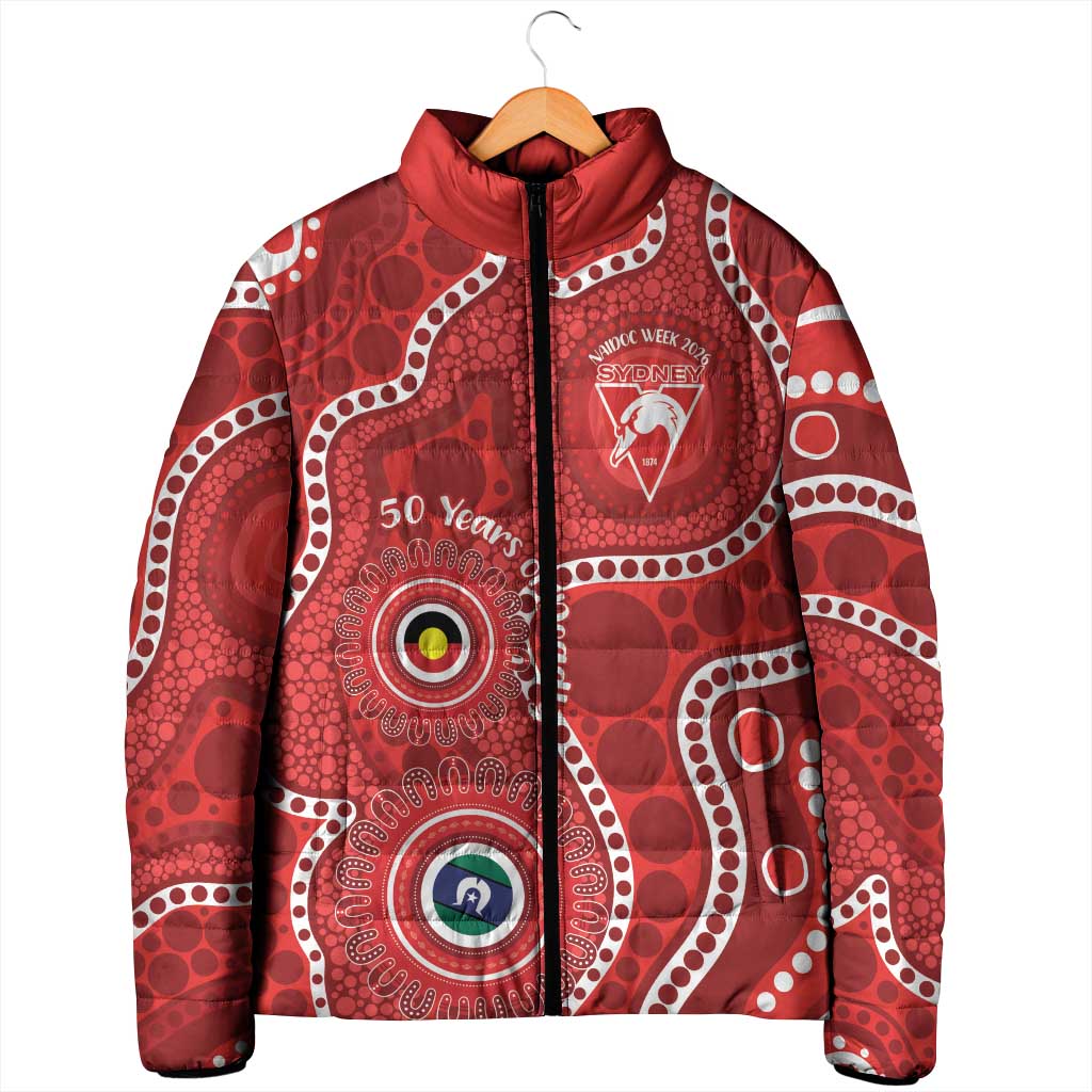 Sydney Swans NAIDOC Week 2026 Personalised Padded Jacket 50 Years of Deadly Aboriginal Art