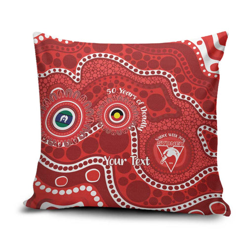 Sydney Swans NAIDOC Week 2026 Personalised Pillow Cover 50 Years of Deadly Aboriginal Art