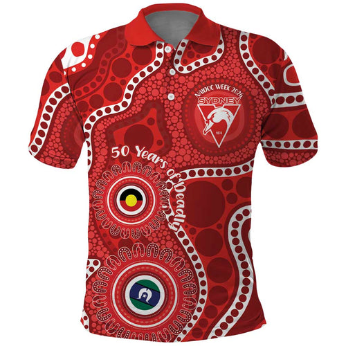 Sydney Swans NAIDOC Week 2026 Personalised Polo Shirt 50 Years of Deadly Aboriginal Art