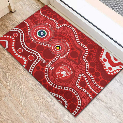 Sydney Swans NAIDOC Week 2026 Personalised Rubber Doormat 50 Years of Deadly Aboriginal Art