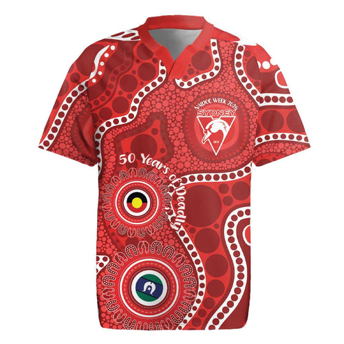 Sydney Swans NAIDOC Week 2026 Personalised Rugby Jersey 50 Years of Deadly Aboriginal Art