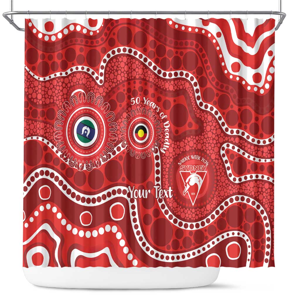 Sydney Swans NAIDOC Week 2026 Personalised Shower Curtain 50 Years of Deadly Aboriginal Art